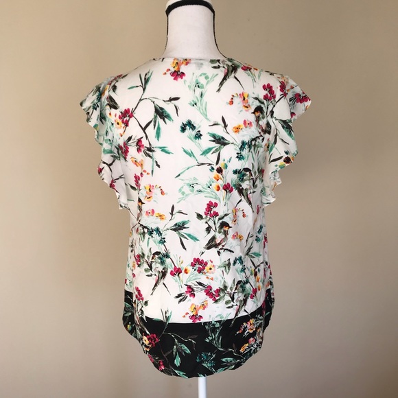 DR2 Tops | Dr2 Blouse S Bird Floral Print Contrasting Colors | Poshmark